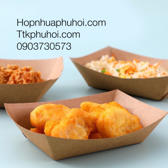 Khay giấy lớn đựng cá viên chiên