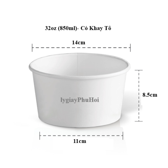 Tô giấy 32oz (850ml)- Có khay 2 tầng