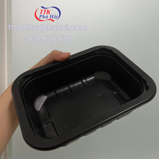 Khay nhựa đen đựng thịt seal màng