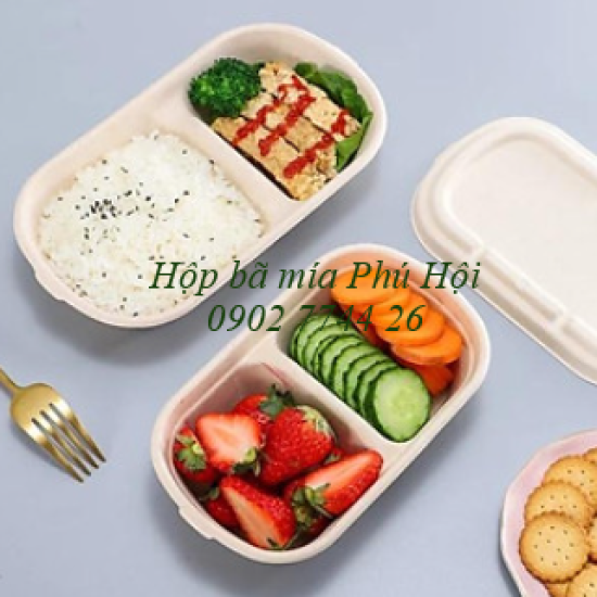Hộp bã mía 2 ngăn nắp bã mía 750ml tại Quận 7 TP HCM