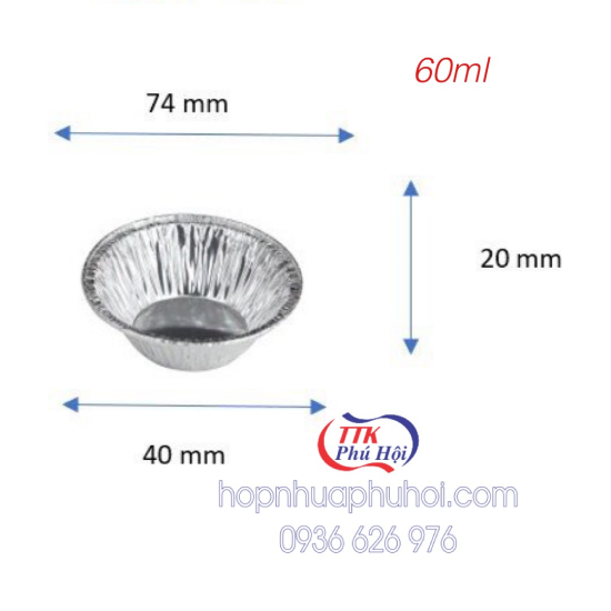Chén nhôm 60ml nướng trứng, hải sải