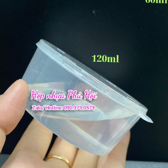 Hộp nhựa đựng nước chấm 120ml nắp liền 4oz