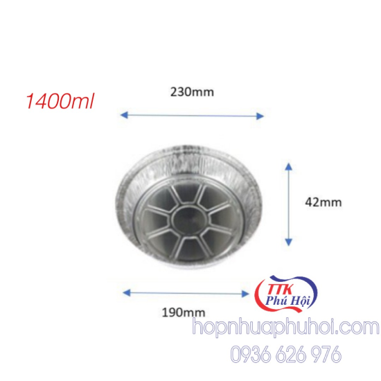 Khay nhôm tròn 1400ml đường kính 23cm