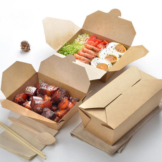 Hộp giấy Kraft nắp gài đựng thức ăn