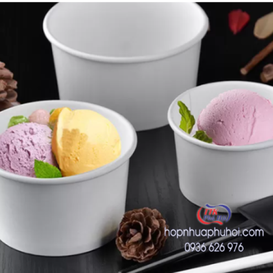 Ly giấy trắng đựng kem cao cấp, giá rẻ