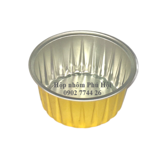 Hộp nhôm tròn, tô nhôm màu vàng cao cấp 3500ml