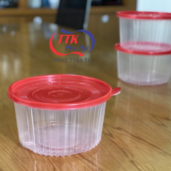 Hộp nhựa tròn đựng gà vịt, nước lẩu canh