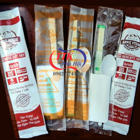 In bao bì combo muỗng đũa dùng 1 lần